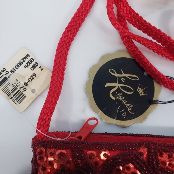 VTG Handmade Beaded Sequins Handbag Evening Red Flapper Formal Event Party NWT - Picture 7 of 12